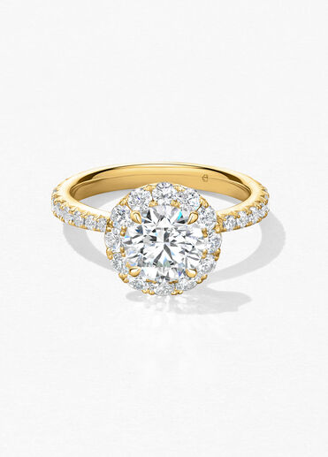 Vela Halo Ring with Diamond Band, 18K Yellow Gold, large