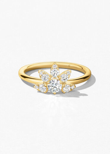 AERIAL Petite Sunburst Ring, 18K Yellow Gold, large