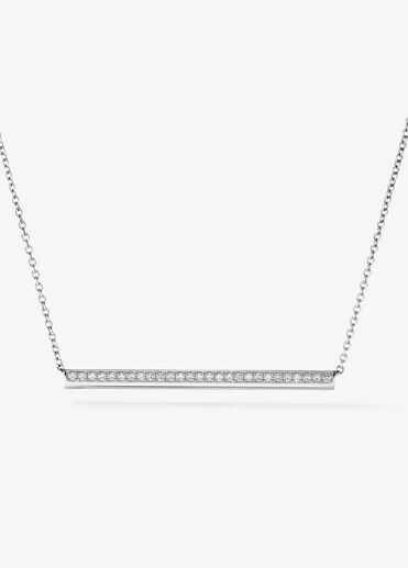 Barre Pavé Pendant Necklace, 18K White Gold, large