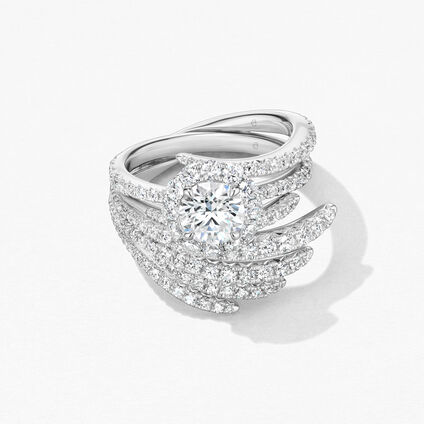 Vela Halo Ring with Diamond Band, Platinum, large