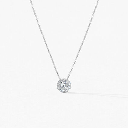 Tessa Diamond Circle Pendant, 18K 白金, large