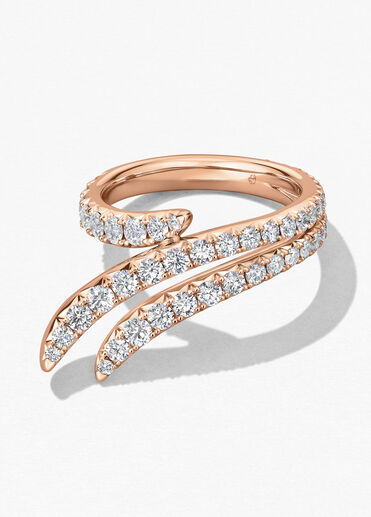 Vela Triple Row Pavé Ring, 18K Rose Gold, large