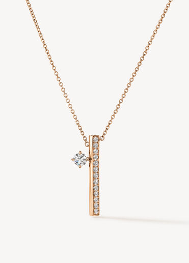 Barre Floating Single Diamond Pavé Pendant Necklace, 18K Rose Gold, large