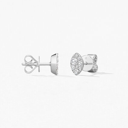 Tessa Navette Earrings, 18K White Gold, large