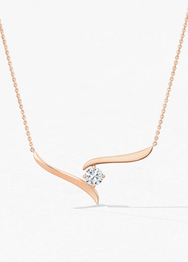 Vela Solitaire Crossover Pendant, 18K Rose Gold, large