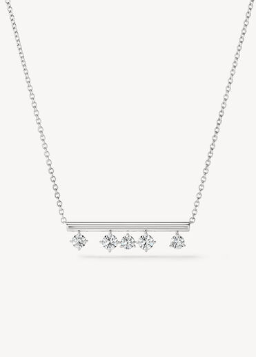 Barre Floating Diamond Pendant Necklace, 18K White Gold, large