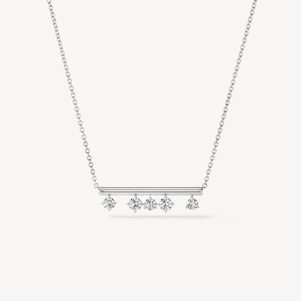 Barre Floating Diamond Pendant Necklace, 18K White Gold, large