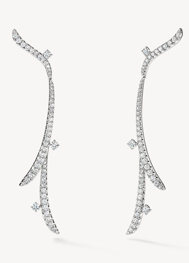 VELA French Cut Pavé Diamond Drop Earrings, 18K White Gold, large