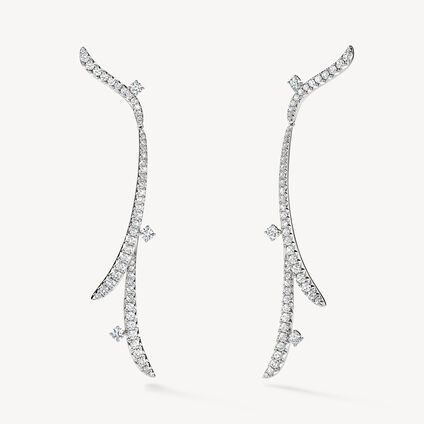 VELA French Cut Pavé Diamond Drop Earrings, 18K White Gold, large