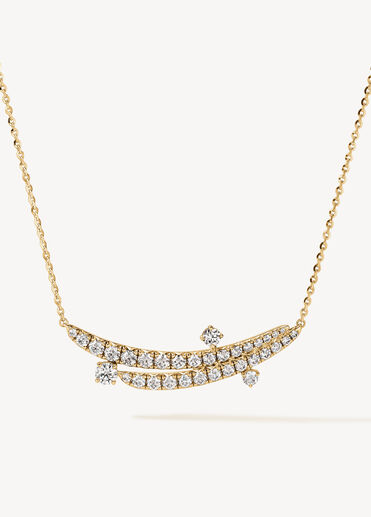 VELA French Cut Pavé Floating Diamond Pendant Necklace, 18K Yellow Gold, large