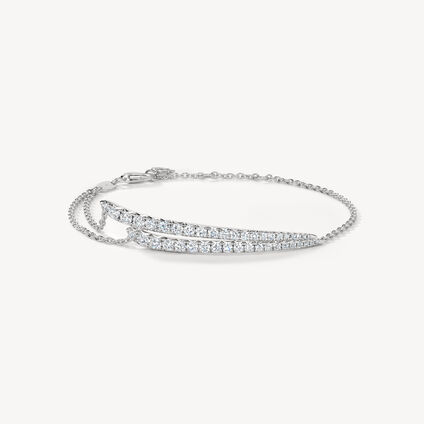 VELA French Cut Pavé Diamond Bracelet, 18K White Gold, large