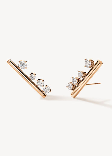 Barre Floating Diamond Large Climber Earrings, 18K Rose Gold, large