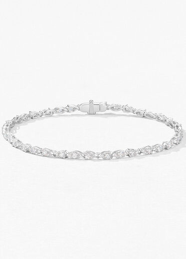 Aerial Dewdrop Line Bracelet Small, 18K White Gold, large