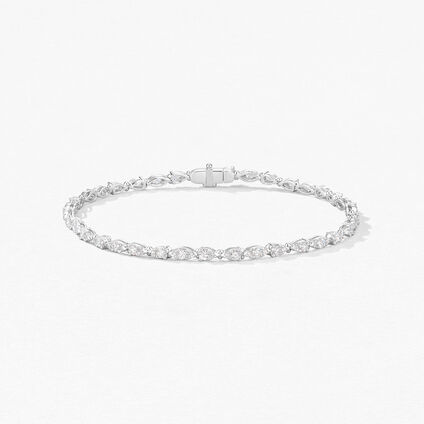 Aerial Dewdrop Line Bracelet Small, 18K White Gold, large