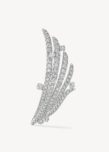 VELA French Cut Pavé Diamond Brooch, 18K White Gold, large