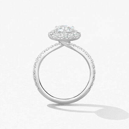 Vela Halo Ring with Diamond Band, Platinum, large