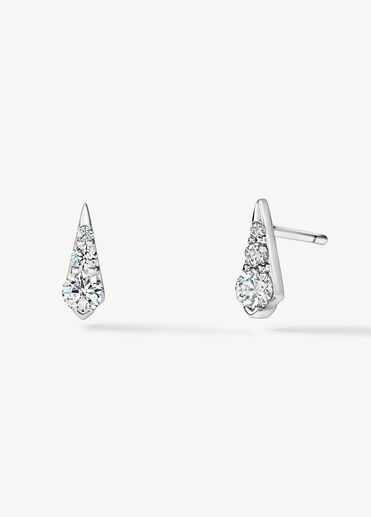 Triplicity Drop Stud Earrings, 18K White Gold, large