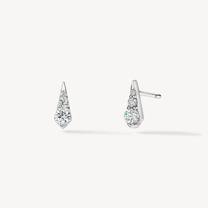 Triplicity Drop Stud Earrings, 18K White Gold, large