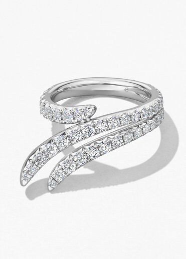 Vela Triple Row Pavé Ring, 18K White Gold, large