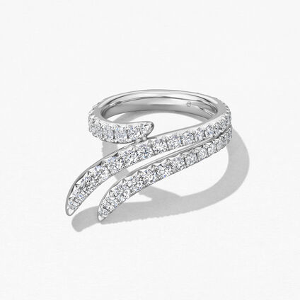 Vela Triple Row Pavé Ring, 18K White Gold, large