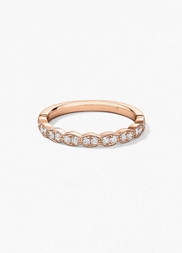 Lorelei Floral Milgrain Diamond Band, 18K Rose Gold, large