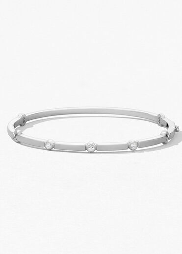 Copley Multi Stone Bangle, 18K White Gold, large