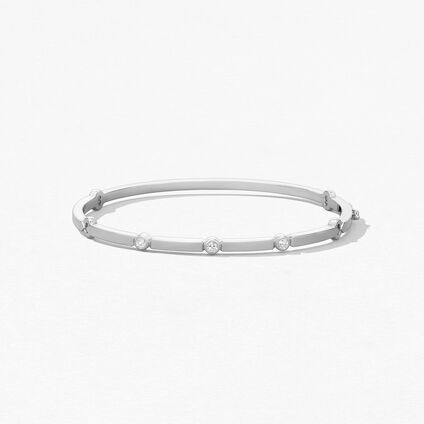 Copley Multi Stone Bangle, 18K White Gold, large