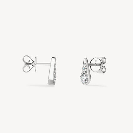 Triplicity Drop Stud Earrings, 18K White Gold, large