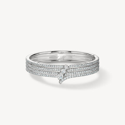 VELA French Cut Pavé Diamond Bangle, 18K White Gold, large