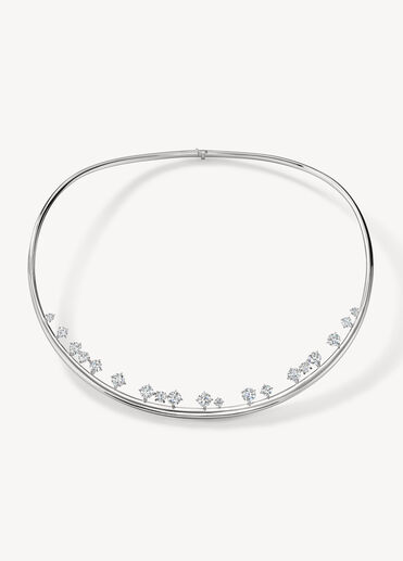 Barre Floating Diamond Choker, 18K White Gold, large