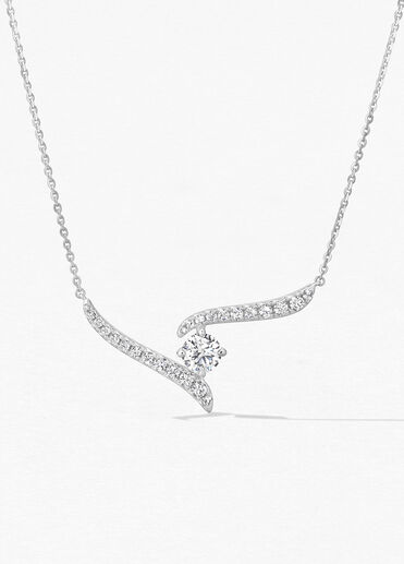 Vela Crossover Pendant, 18K White Gold, large