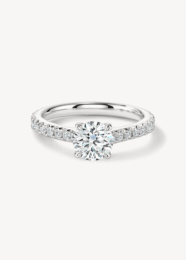 VELA Cathedral Solitaire Ring with Diamond Band, , large