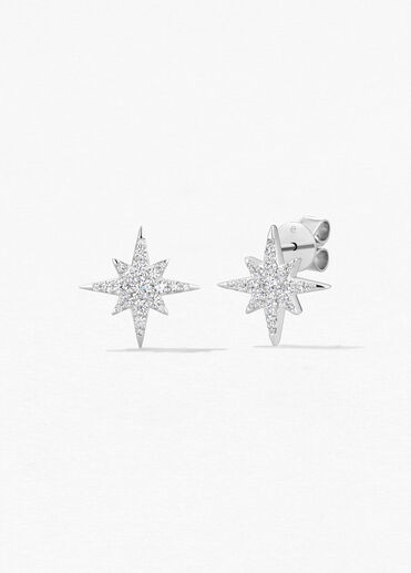 Charmed Starburst Earrings, 18K 白金, large