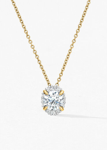 Ellipse Diamond Pendant, 18k Yellow Gold w/Platinum, large