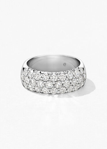 Truly Triple Row Right Hand Ring, 18K White Gold, large