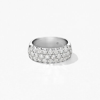 Truly Triple Row Right Hand Ring, 18K White Gold, large