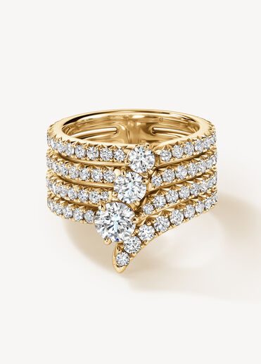 VELA French Cut Pavé Diamond Cocktail Ring, 18K Yellow Gold, large