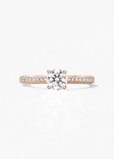 Vela Solitaire Ring with Diamond Band, 18K Rose Gold, large