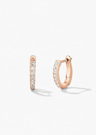 Mini Hoop Graduated Earrings, 18K Rose Gold, large