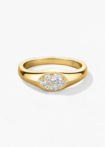 Tessa Navette Signet Ring, 18K Yellow Gold, large