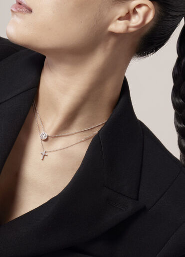 Whimsical Cross Pendant Necklace, 18K White Gold, large