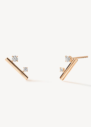 Barre Floating Diamond Climber Earrings, 18K Rose Gold, large