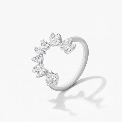 Aerial Sunburst Ring, 18K White Gold, large