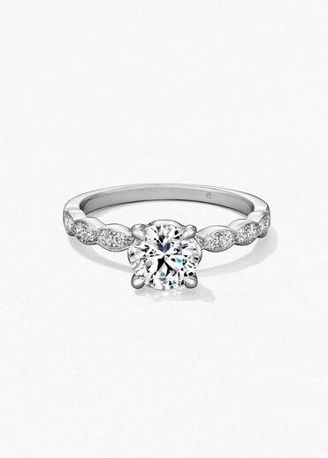 Lorelei Floral Engagement Ring with Diamond Band, Platinum, large