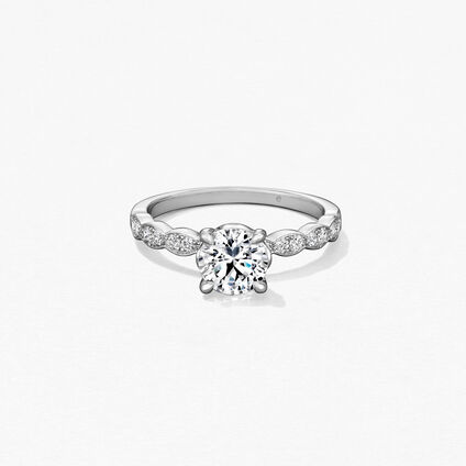 Lorelei Floral Engagement Ring with Diamond Band, 铂金, large