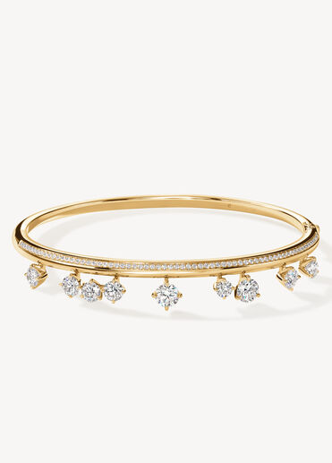 Barre Floating Diamond Pavé Bangle, 18K Yellow Gold, large