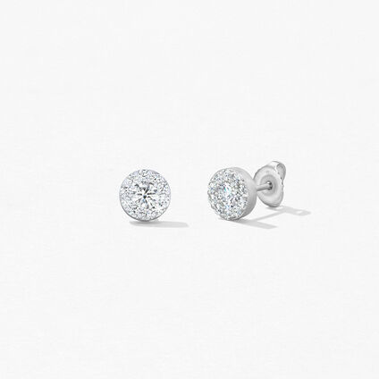 Fulfillment Stud Earrings, 18K White Gold, large