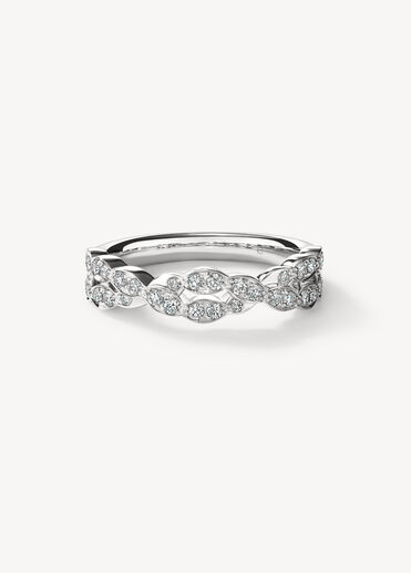 Lorelei Floral Diamond Double Twist Band, 18K White Gold, large