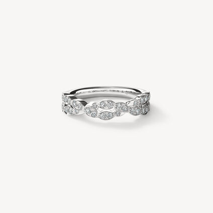 Lorelei Floral Diamond Double Twist Band, 18K White Gold, large