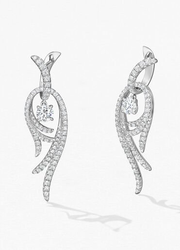 Vela Twisted Drop Earrings, Small, 18K White Gold, large